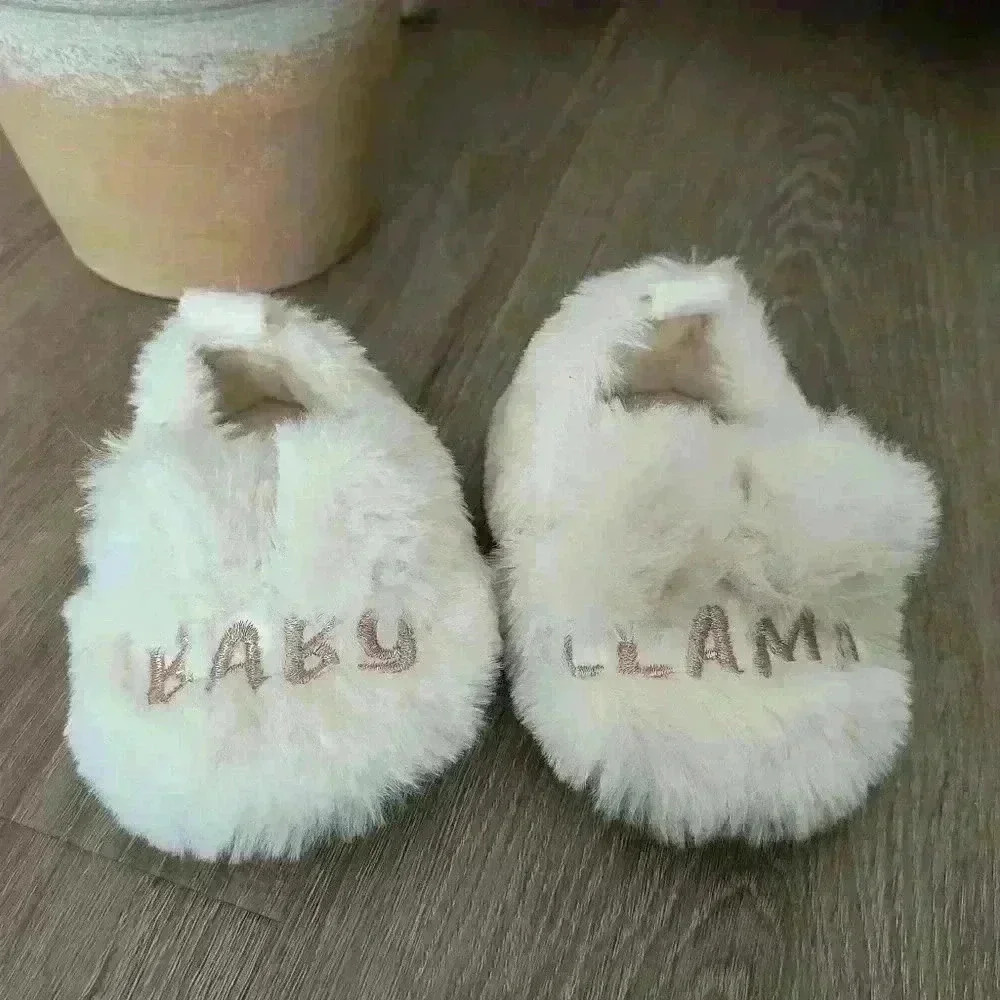 Lauren Conrad Baby Llama Baby Fur Slippers Size 3-6 Months Ivory